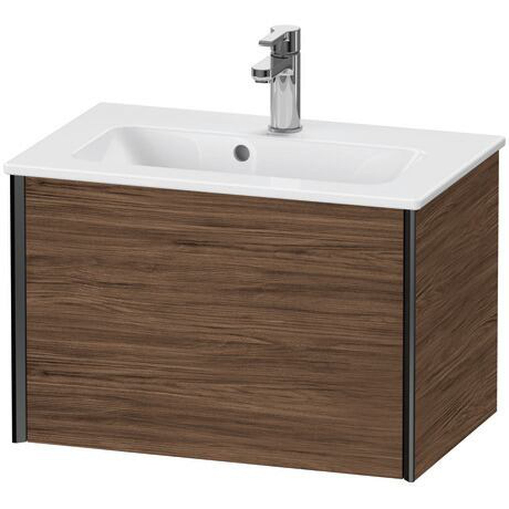 Duravit Xviu 24" x 16" x 15" One Drawer Wall-Mount Vanity Unit, Walnut Dark (XV40780B221)