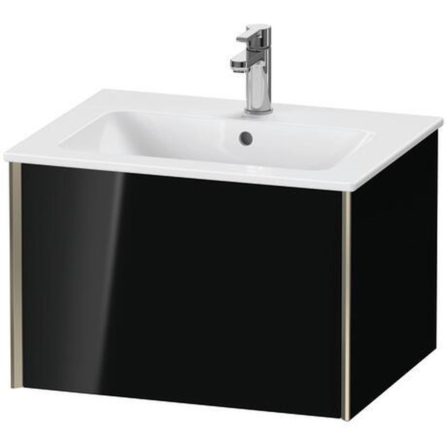 Duravit Xviu 24" x 16" x 19" One Drawer Wall-Mount Vanity Unit, Black High Gloss Lacquer (XV40250B140)