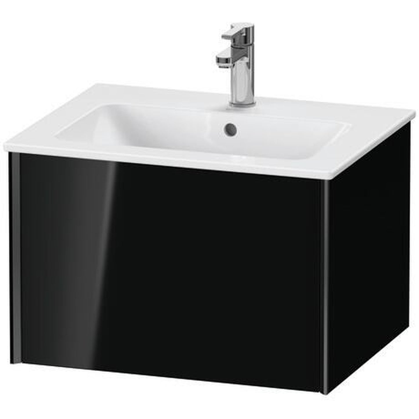 Duravit Xviu 24" x 16" x 19" One Drawer Wall-Mount Vanity Unit, Black High Gloss Lacquer (XV40250B240)