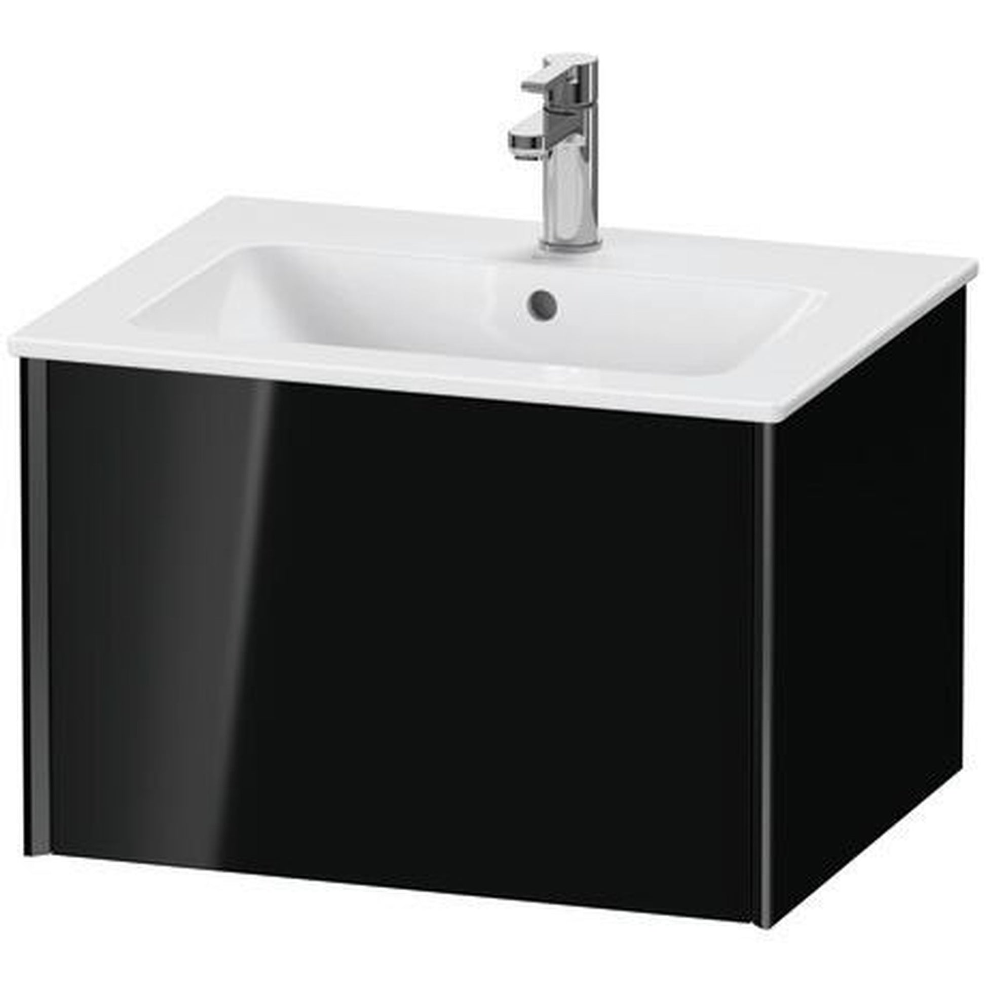 Duravit Xviu 24" x 16" x 19" One Drawer Wall-Mount Vanity Unit, Black High Gloss Lacquer (XV40250B240)