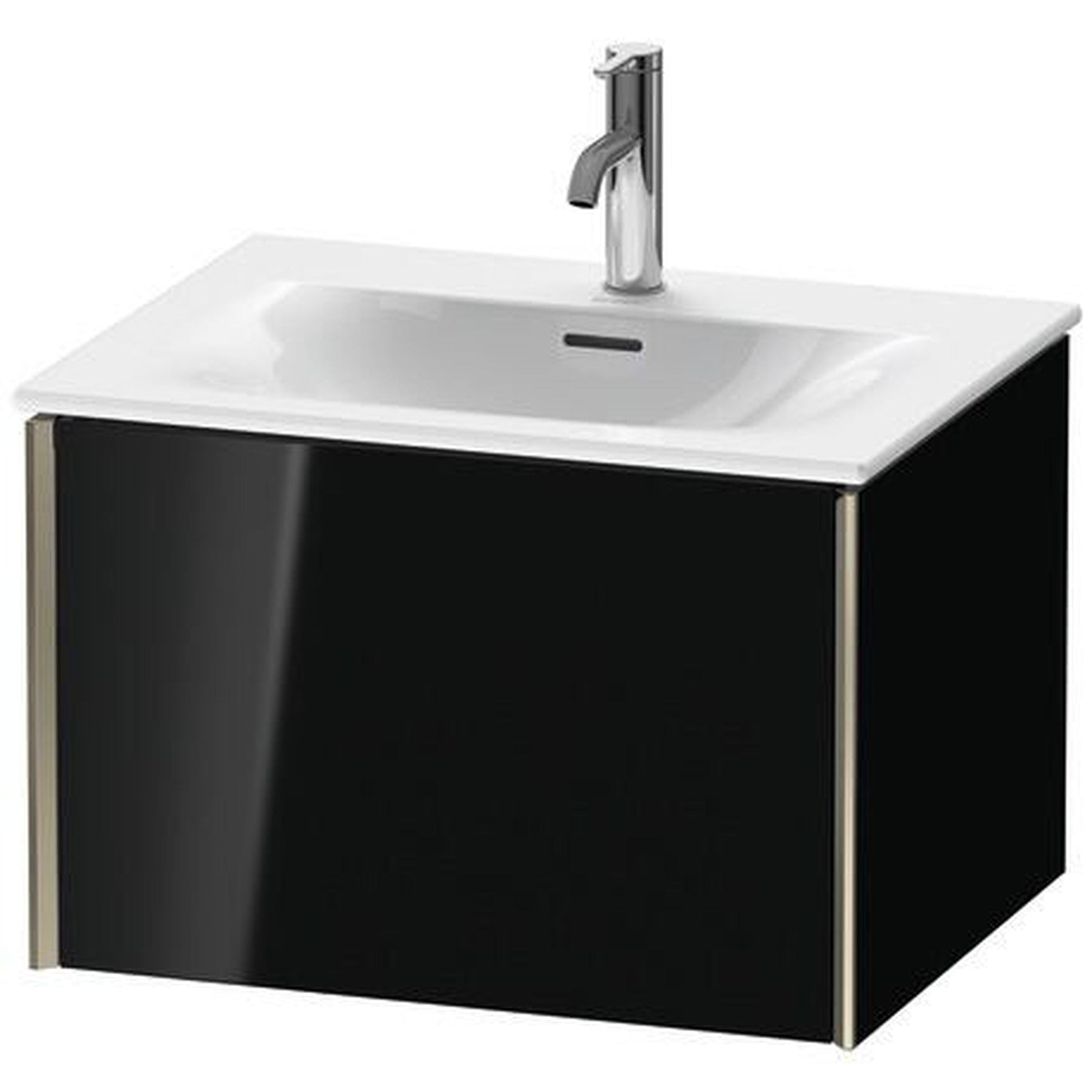 Duravit Xviu 24" x 16" x 19" One Drawer Wall-Mount Vanity Unit, Black High Gloss Lacquer (XV40320B140)
