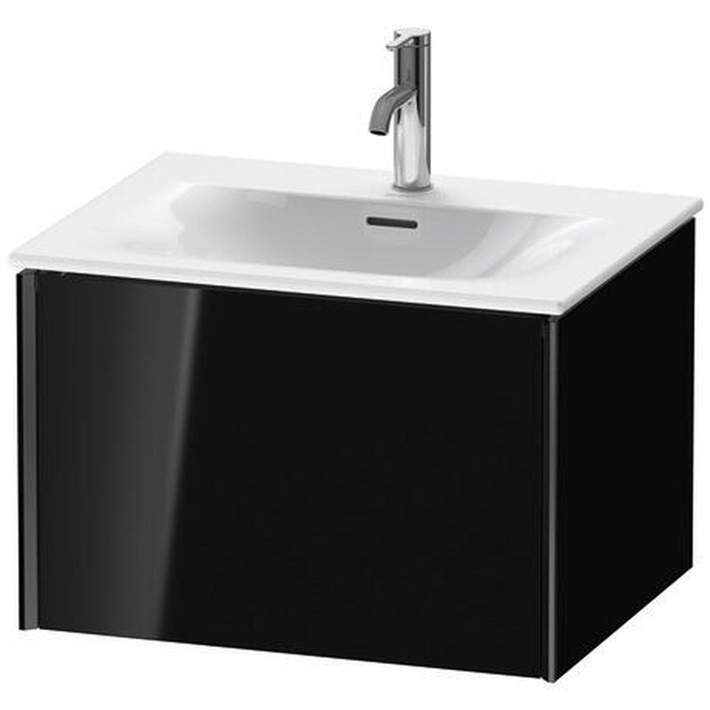 Duravit Xviu 24" x 16" x 19" One Drawer Wall-Mount Vanity Unit, Black High Gloss Lacquer (XV40320B240)
