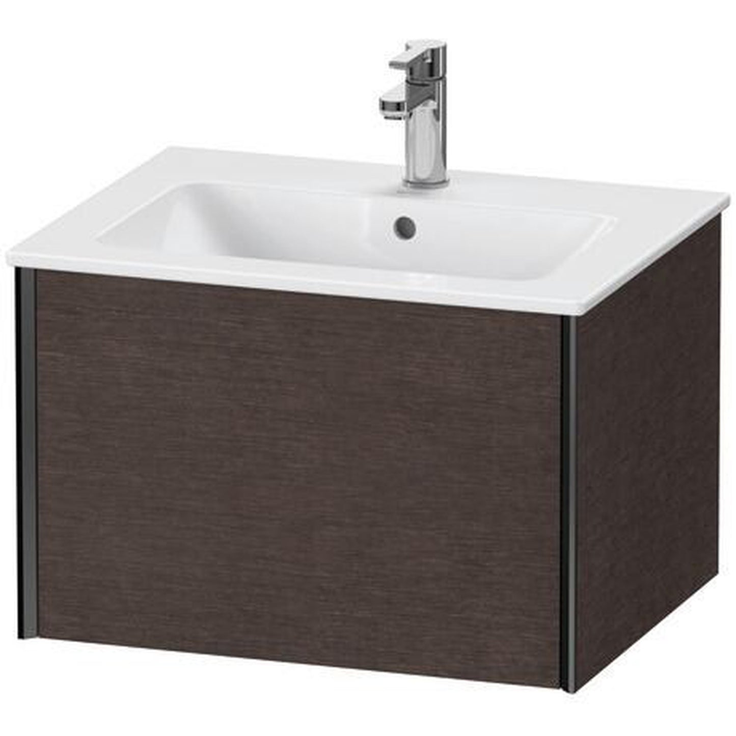 Duravit Xviu 24" x 16" x 19" One Drawer Wall-Mount Vanity Unit, Brushed Dark Oak Real Wood Veneer (XV40250B272)