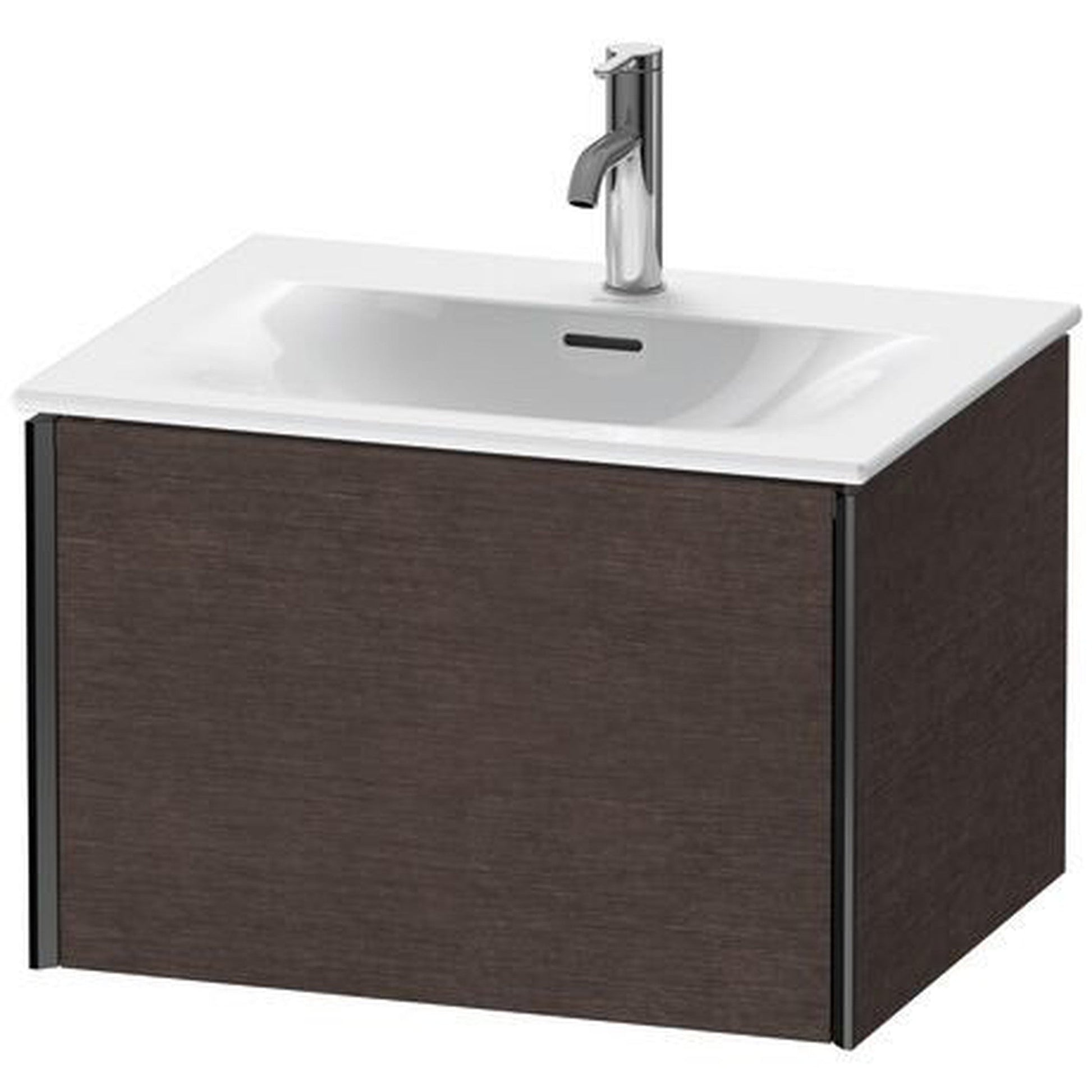 Duravit Xviu 24" x 16" x 19" One Drawer Wall-Mount Vanity Unit, Brushed Dark Oak Real Wood Veneer (XV40320B272)