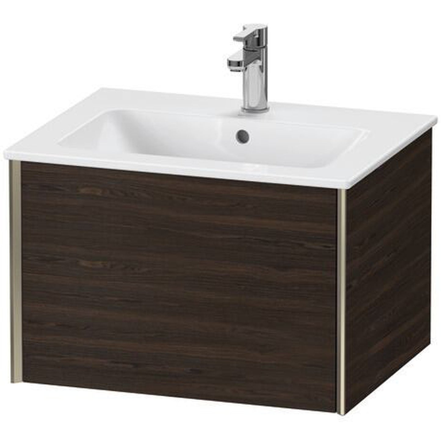 Duravit Xviu 24" x 16" x 19" One Drawer Wall-Mount Vanity Unit, Brushed Walnut Real Wood Veneer (XV40250B169)
