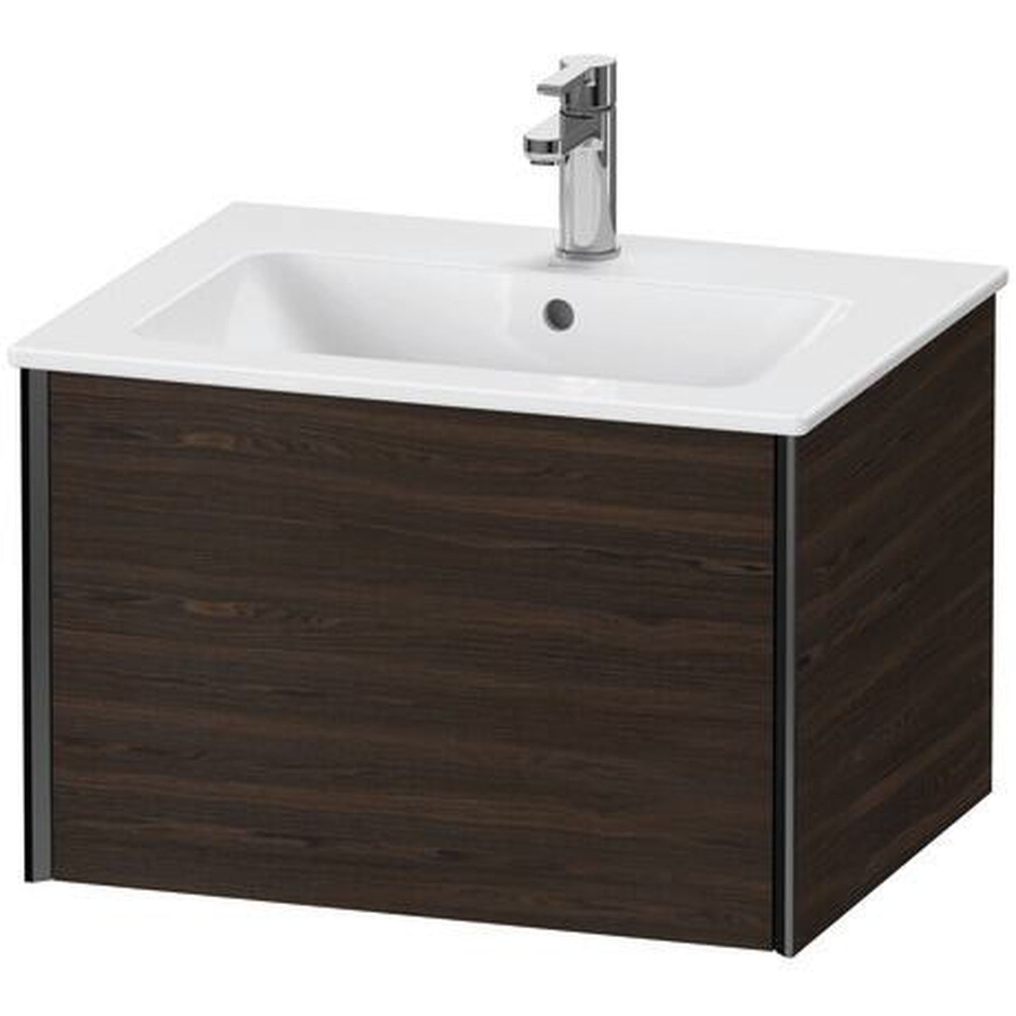 Duravit Xviu 24" x 16" x 19" One Drawer Wall-Mount Vanity Unit, Brushed Walnut Real Wood Veneer (XV40250B269)