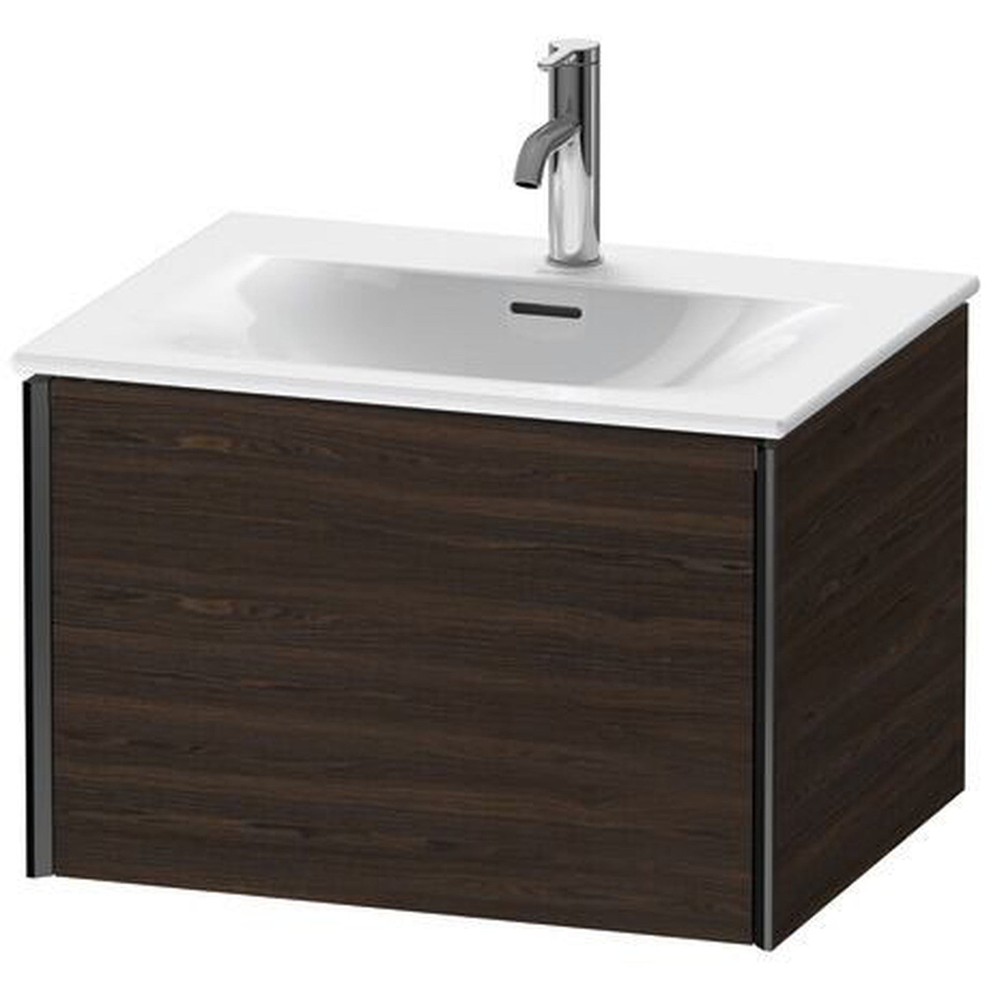 Duravit Xviu 24" x 16" x 19" One Drawer Wall-Mount Vanity Unit, Brushed Walnut Real Wood Veneer (XV40320B269)