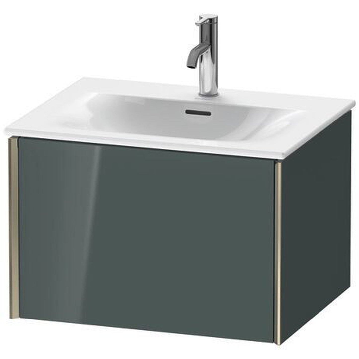 Duravit Xviu 24" x 16" x 19" One Drawer Wall-Mount Vanity Unit, Dolomiti Grey High Gloss Lacquer (XV40320B138)