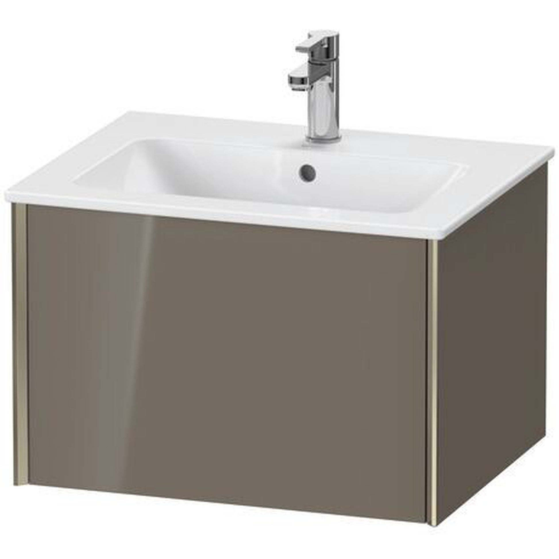 Duravit Xviu 24" x 16" x 19" One Drawer Wall-Mount Vanity Unit, Flannel Grey High Gloss Lacquer (XV40250B189)