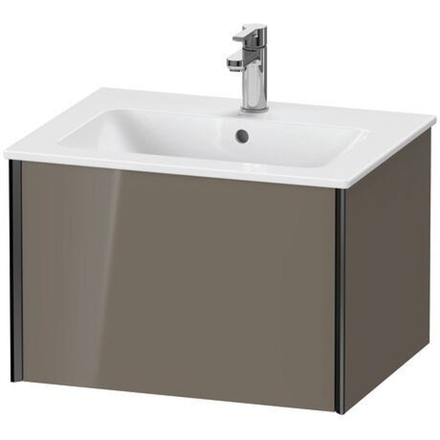 Duravit Xviu 24" x 16" x 19" One Drawer Wall-Mount Vanity Unit, Flannel Grey High Gloss Lacquer (XV40250B289)