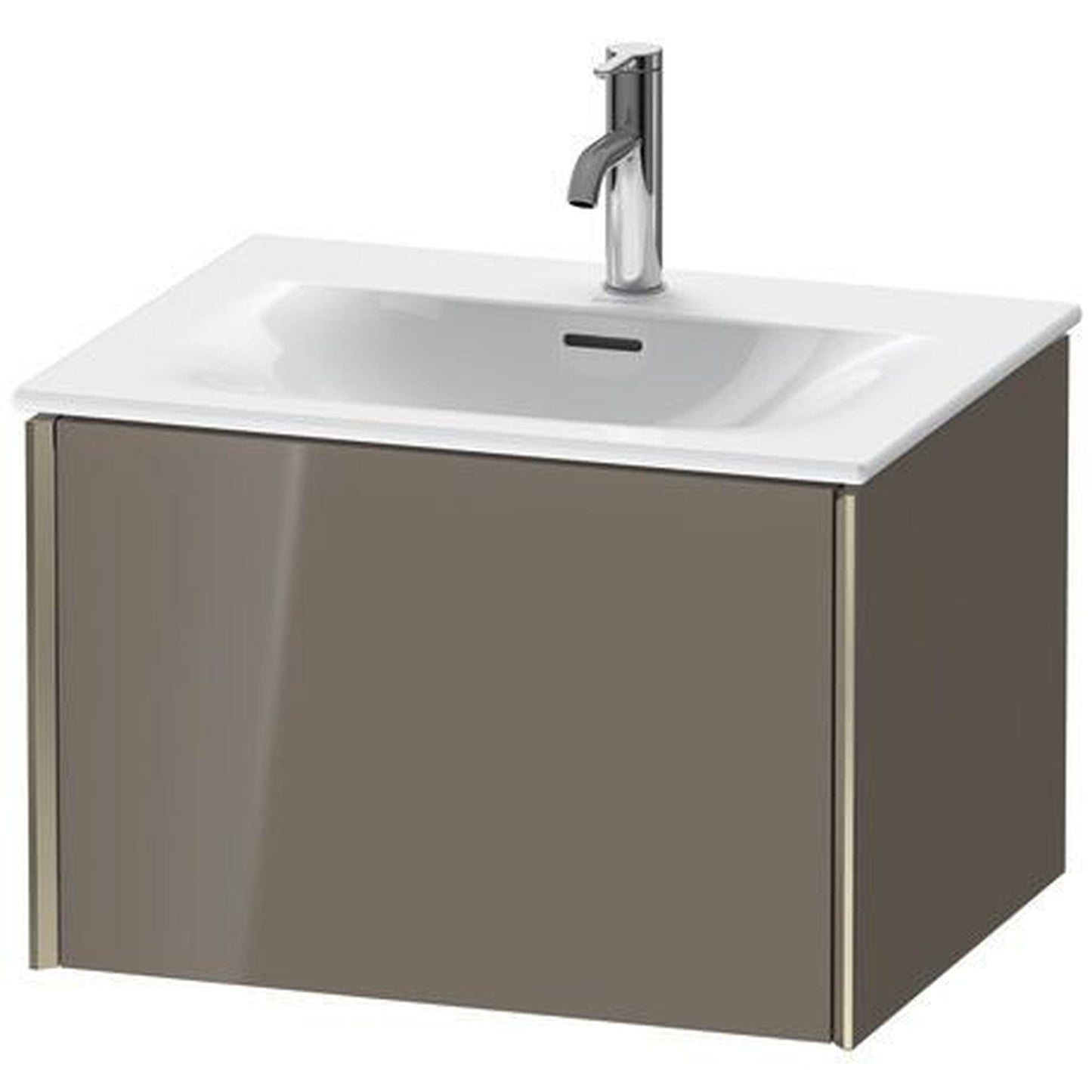 Duravit Xviu 24" x 16" x 19" One Drawer Wall-Mount Vanity Unit, Flannel Grey High Gloss Lacquer (XV40320B189)