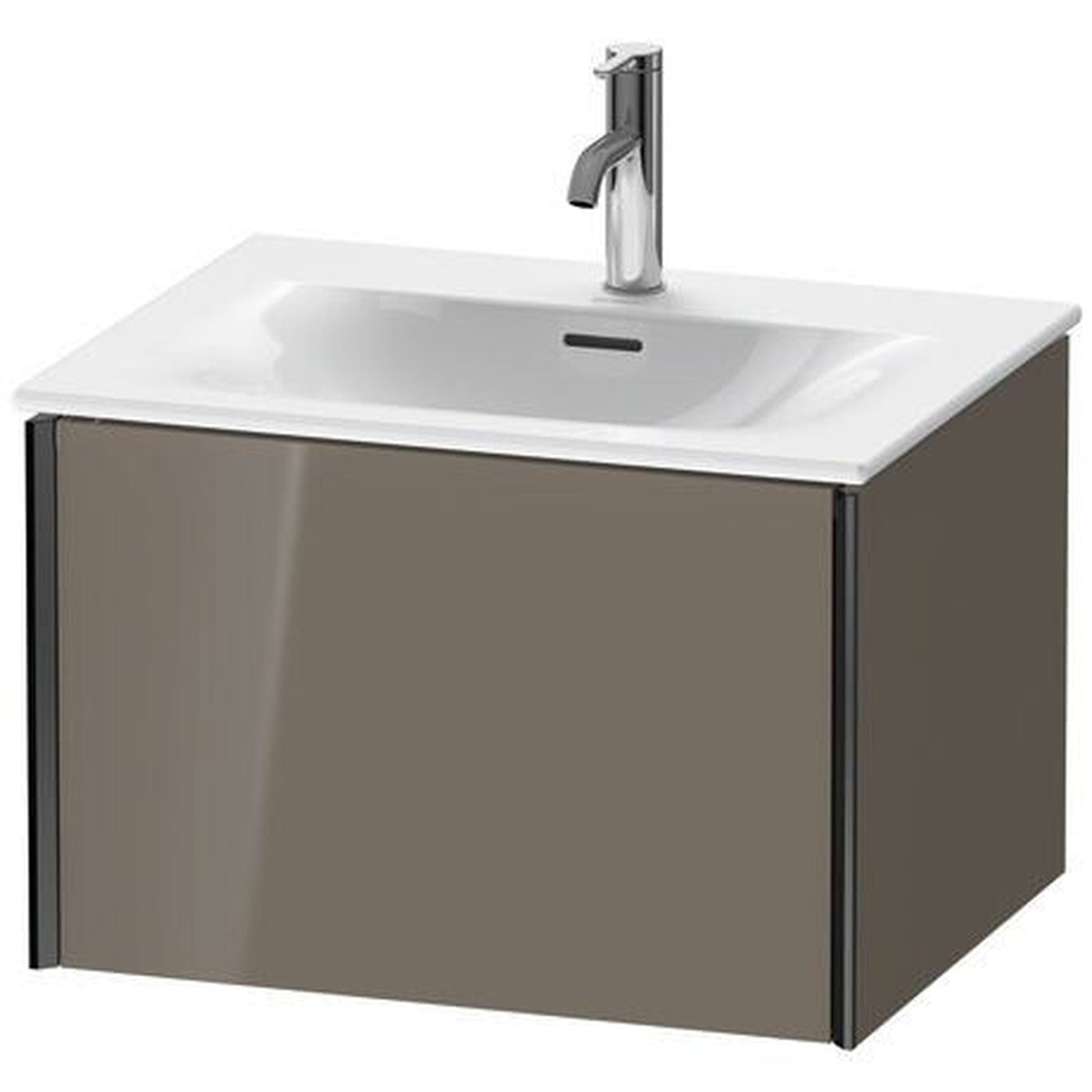 Duravit Xviu 24" x 16" x 19" One Drawer Wall-Mount Vanity Unit, Flannel Grey High Gloss Lacquer (XV40320B289)