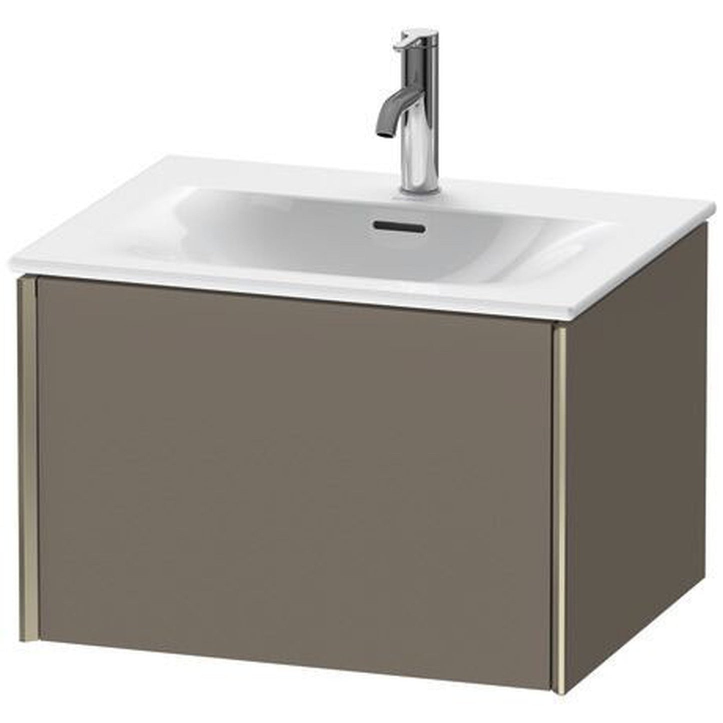 Duravit Xviu 24" x 16" x 19" One Drawer Wall-Mount Vanity Unit, Flannel Grey Satin Matt Lacquer (XV40320B190)