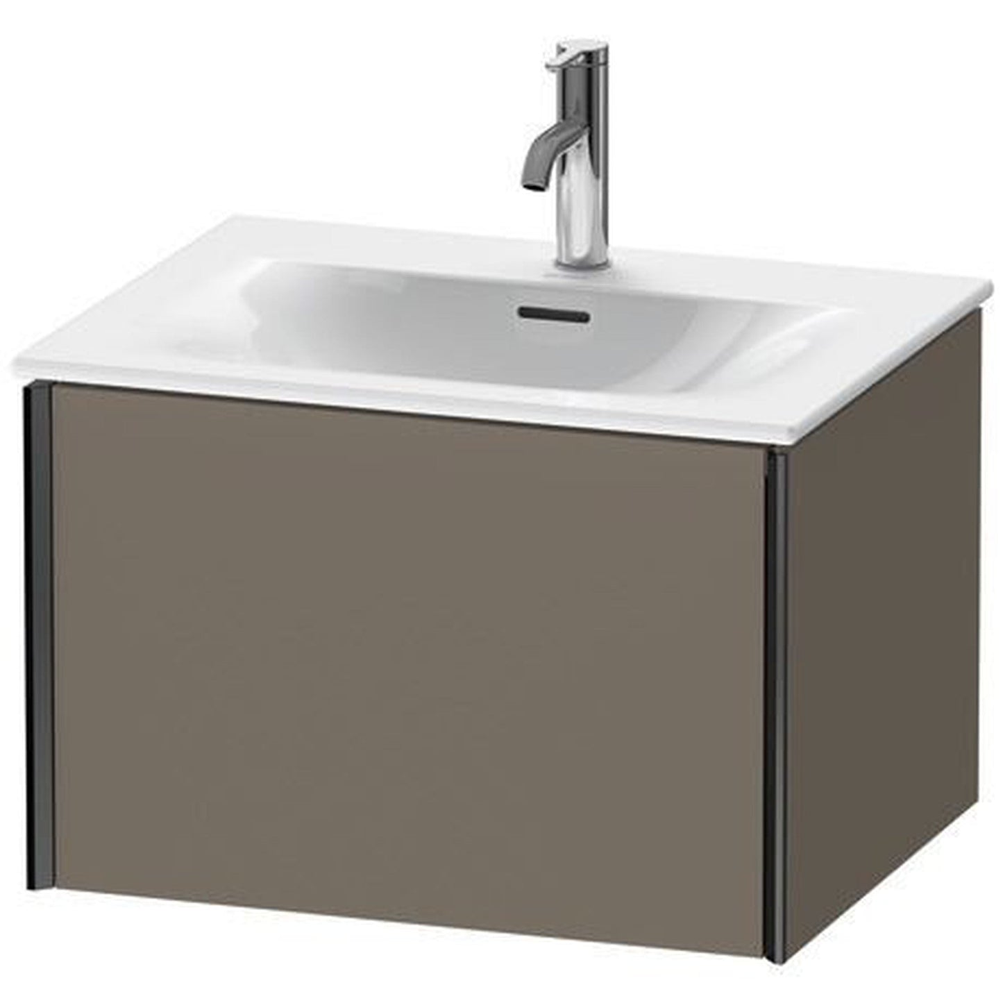 Duravit Xviu 24" x 16" x 19" One Drawer Wall-Mount Vanity Unit, Flannel Grey Satin Matt Lacquer (XV40320B290)