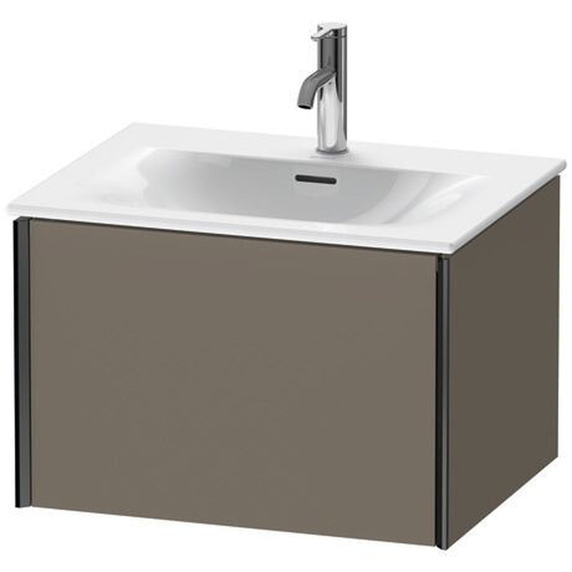 Duravit Xviu 24" x 16" x 19" One Drawer Wall-Mount Vanity Unit, Flannel Grey Satin Matt Lacquer (XV40320B290)