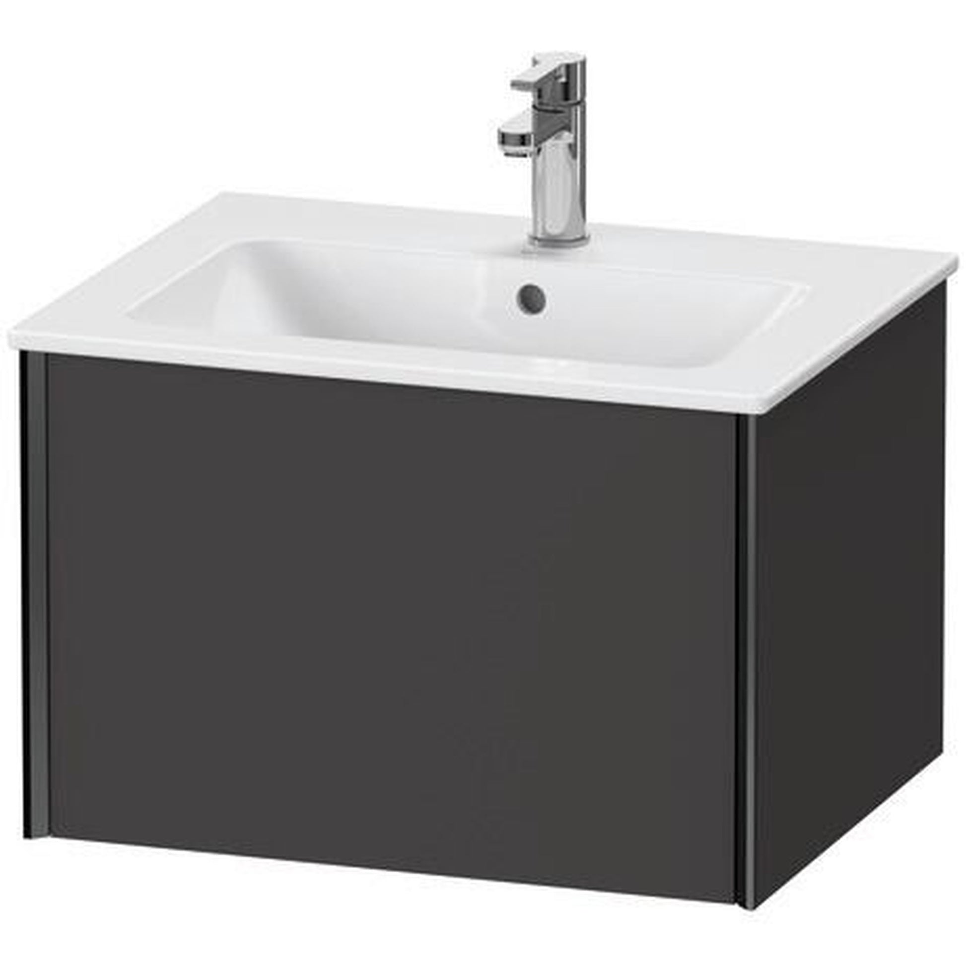 Duravit Xviu 24" x 16" x 19" One Drawer Wall-Mount Vanity Unit, Graphite Super Matt (XV40250B280)