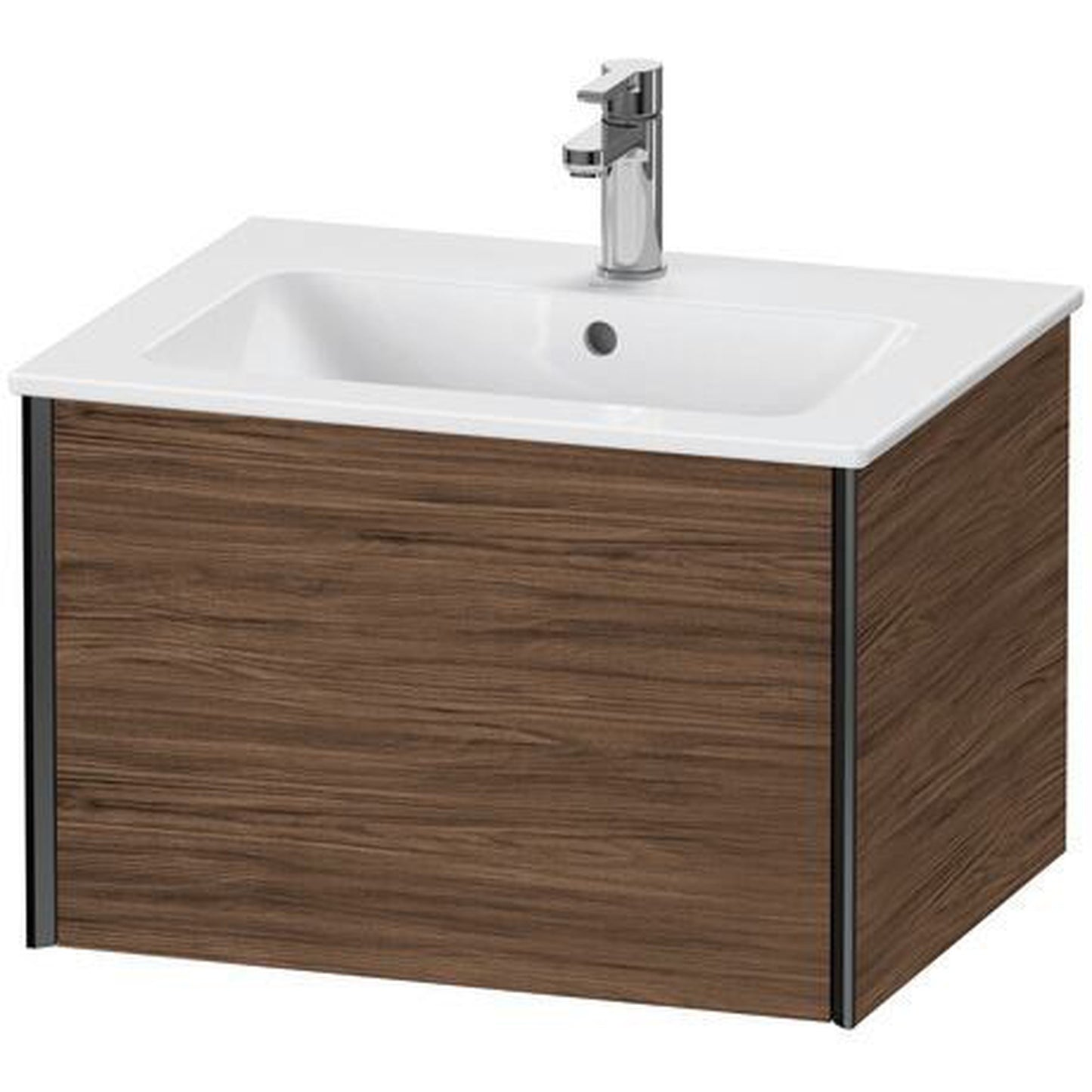 Duravit Xviu 24" x 16" x 19" One Drawer Wall-Mount Vanity Unit, Walnut Dark (XV40250B221)