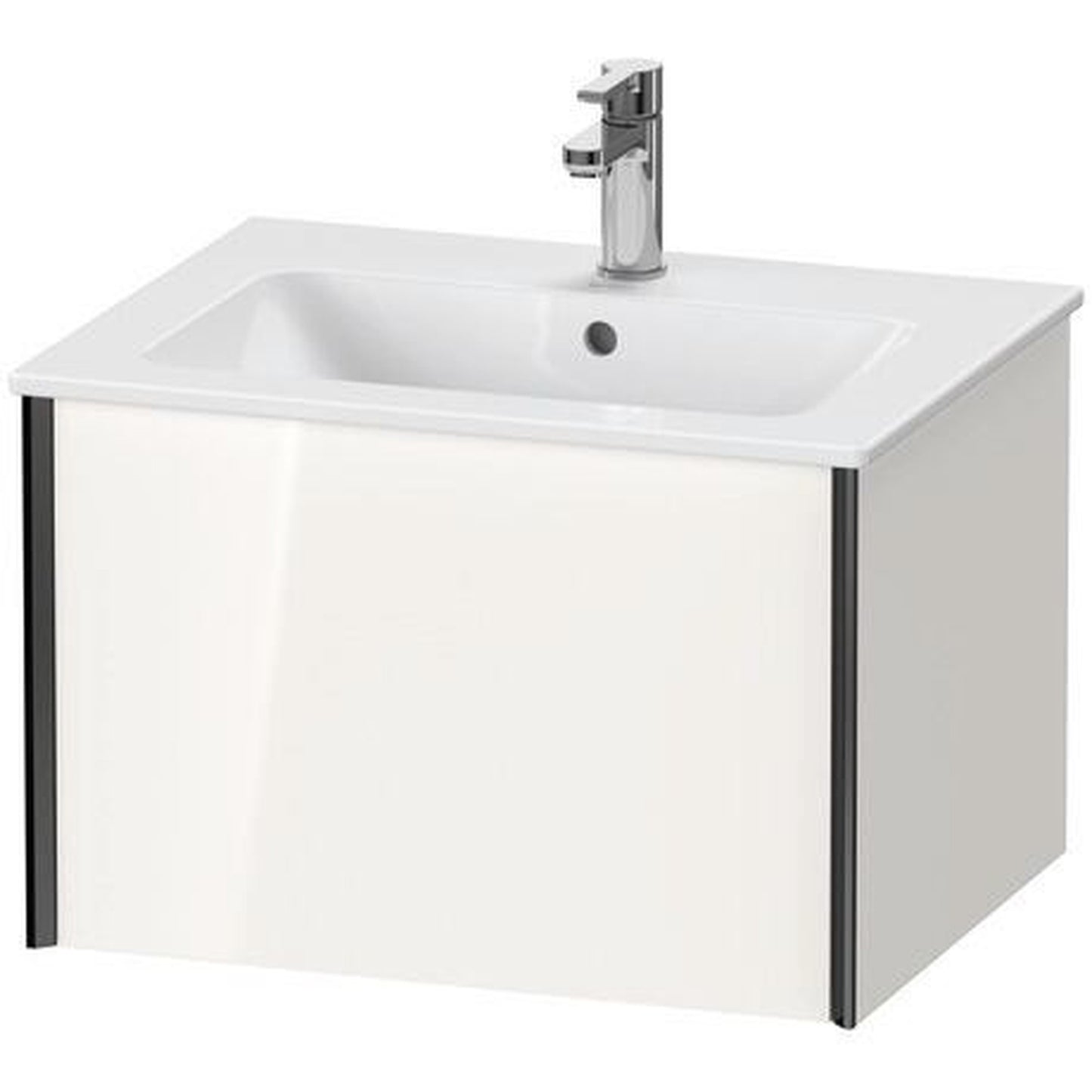 Duravit Xviu 24" x 16" x 19" One Drawer Wall-Mount Vanity Unit, White High Gloss (XV40250B222)