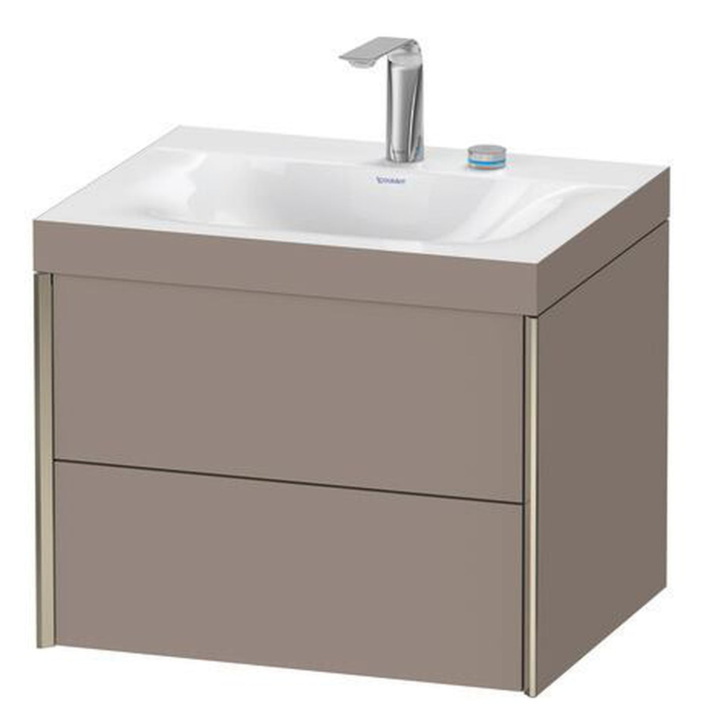 Duravit Xviu 24" x 20" x 19" Two Drawer C-Bonded Wall-Mount Vanity Kit With Two Tap Holes, Basalt (XV4614EB143C)