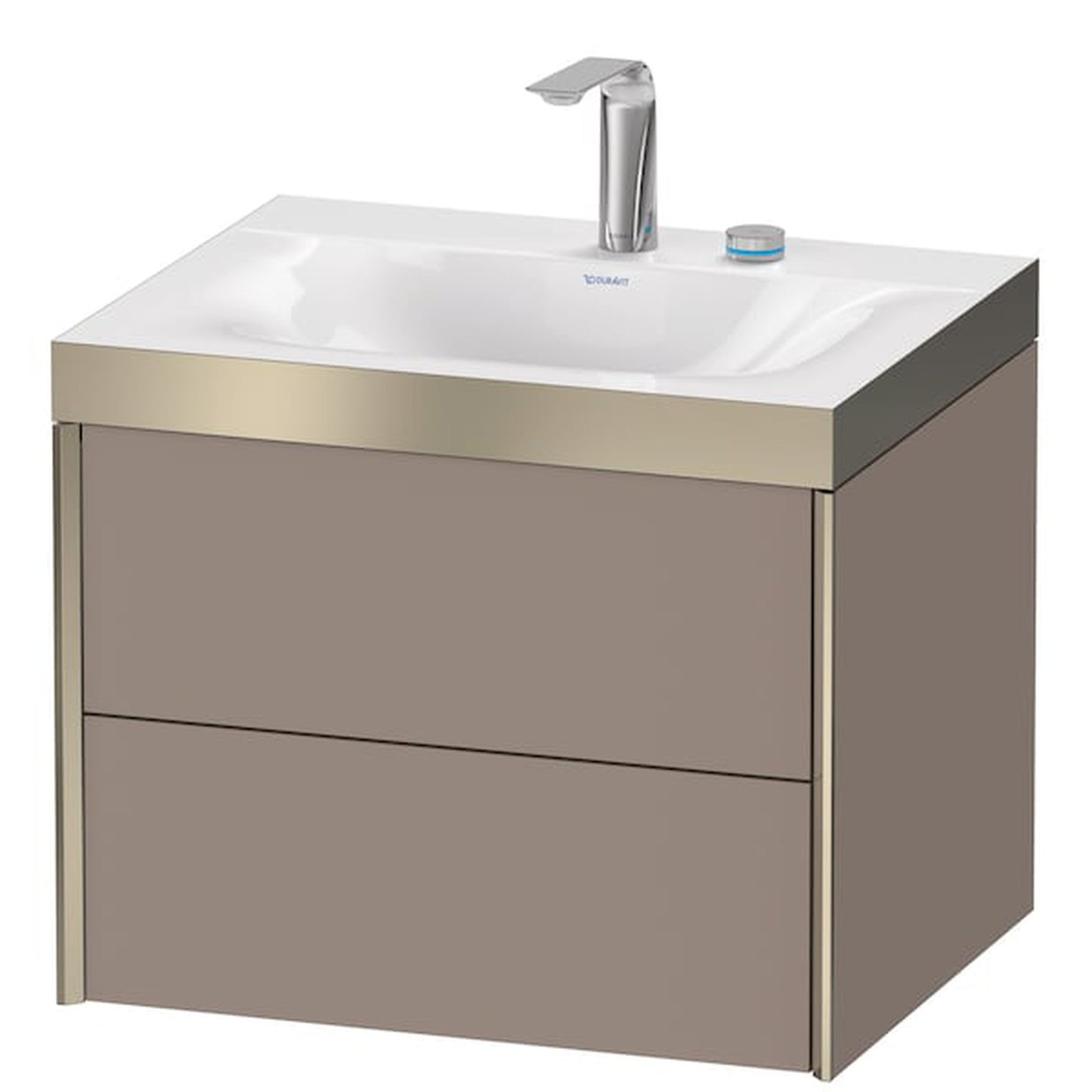 Duravit Xviu 24" x 20" x 19" Two Drawer C-Bonded Wall-Mount Vanity Kit With Two Tap Holes, Basalt (XV4614EB143P)