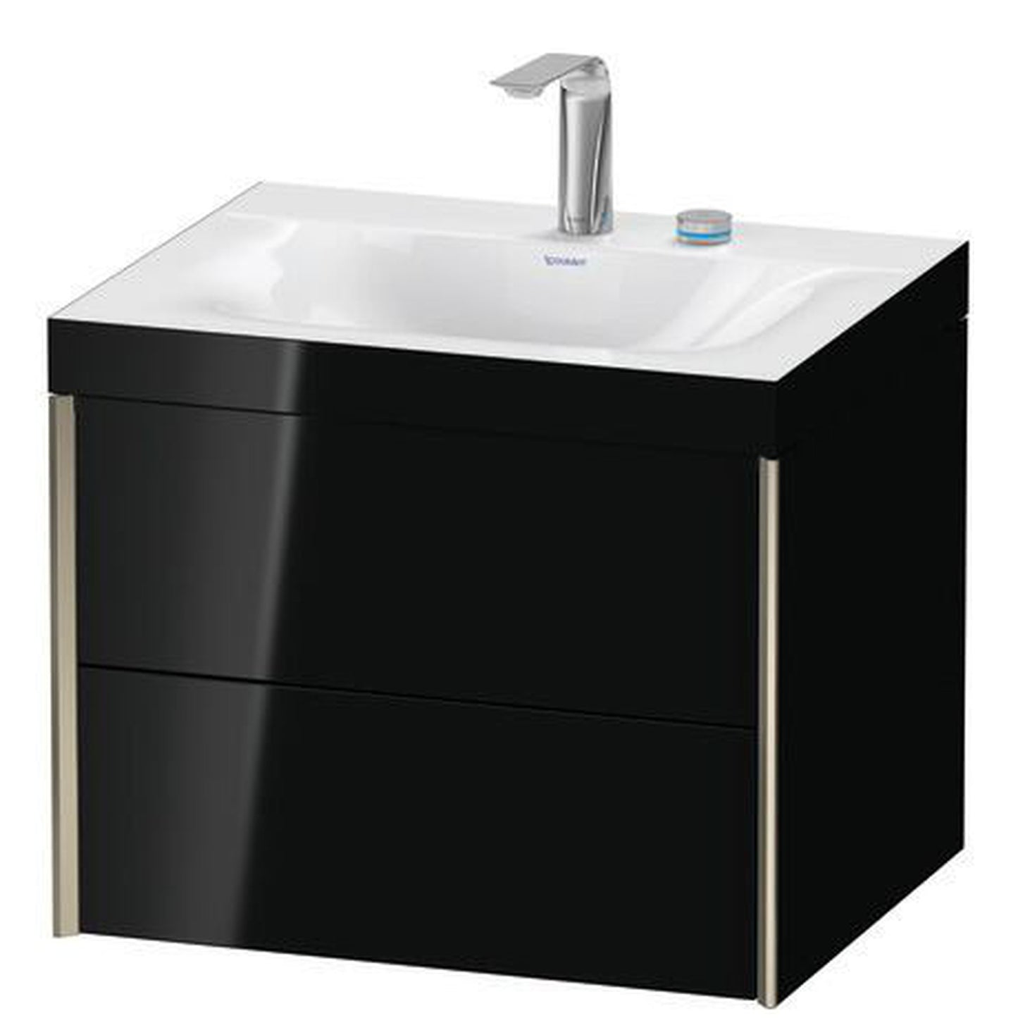 Duravit Xviu 24" x 20" x 19" Two Drawer C-Bonded Wall-Mount Vanity Kit With Two Tap Holes, Black (XV4614EB140C)