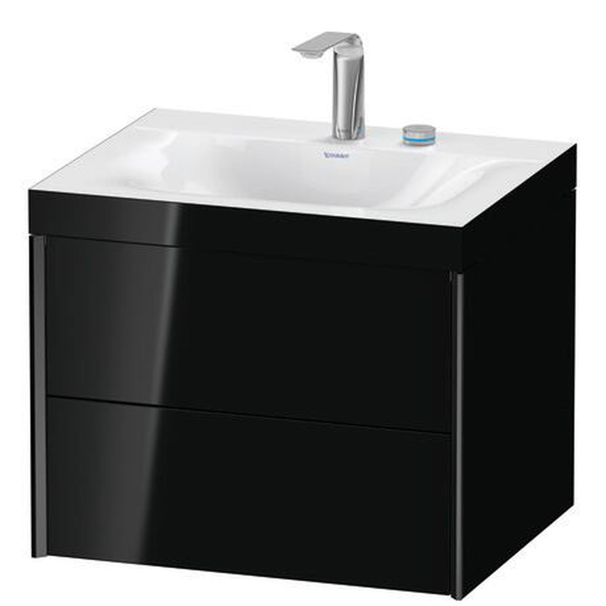 Duravit Xviu 24" x 20" x 19" Two Drawer C-Bonded Wall-Mount Vanity Kit With Two Tap Holes, Black (XV4614EB240C)