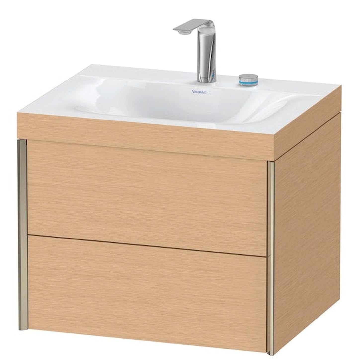 Duravit Xviu 24" x 20" x 19" Two Drawer C-Bonded Wall-Mount Vanity Kit With Two Tap Holes, Brushed Oak (XV4614EB112C)