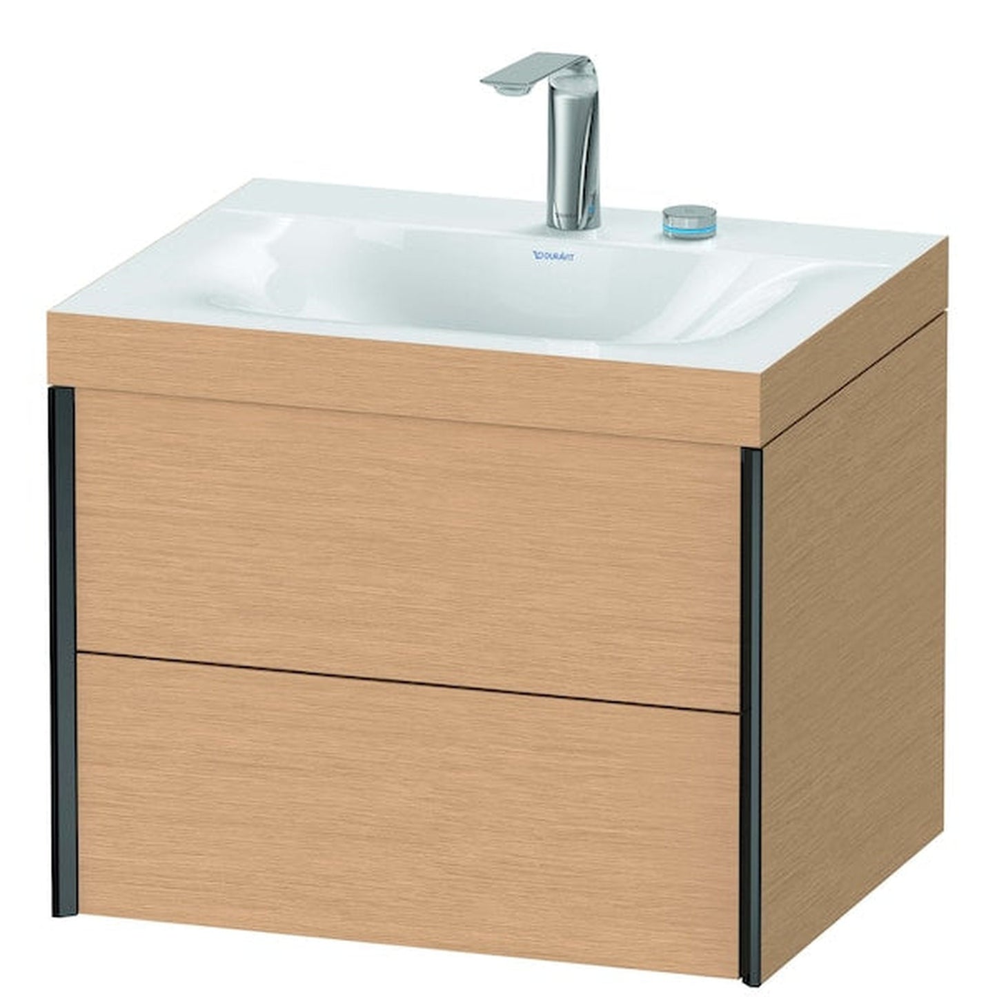 Duravit Xviu 24" x 20" x 19" Two Drawer C-Bonded Wall-Mount Vanity Kit With Two Tap Holes, Brushed Oak (XV4614EB212C)