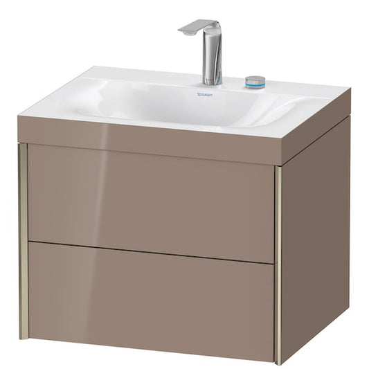 Duravit Xviu 24" x 20" x 19" Two Drawer C-Bonded Wall-Mount Vanity Kit With Two Tap Holes, Cappuccino (XV4614EB186C)