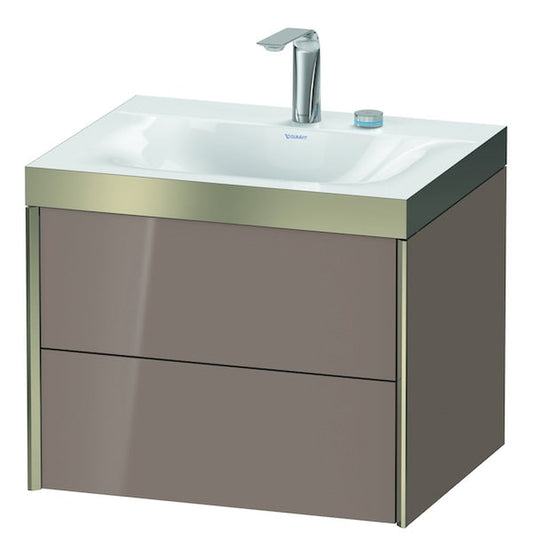 Duravit Xviu 24" x 20" x 19" Two Drawer C-Bonded Wall-Mount Vanity Kit With Two Tap Holes, Cappuccino (XV4614EB186P)