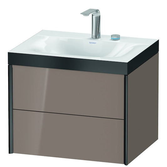 Duravit Xviu 24" x 20" x 19" Two Drawer C-Bonded Wall-Mount Vanity Kit With Two Tap Holes, Cappuccino (XV4614EB286P)