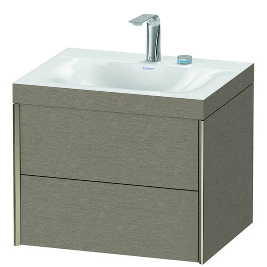 Duravit Xviu 24" x 20" x 19" Two Drawer C-Bonded Wall-Mount Vanity Kit With Two Tap Holes, Cashmere Oak (XV4614EB111C)