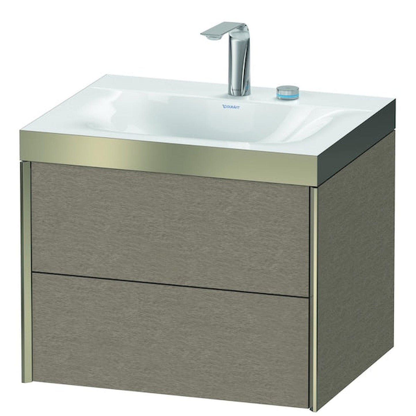 Duravit Xviu 24" x 20" x 19" Two Drawer C-Bonded Wall-Mount Vanity Kit With Two Tap Holes, Cashmere Oak (XV4614EB111P)