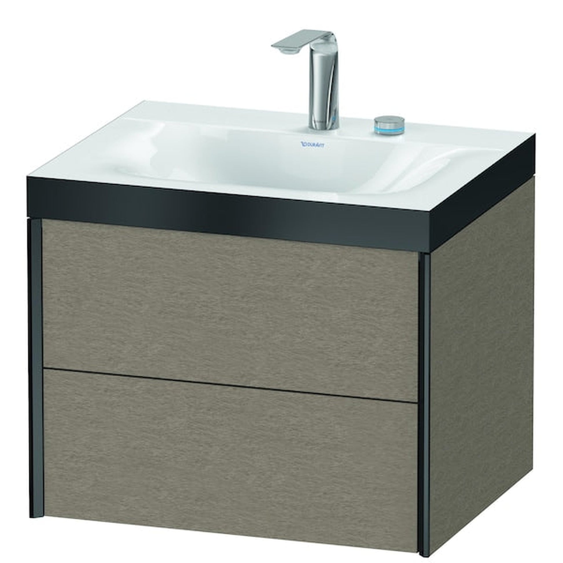 Duravit Xviu 24" x 20" x 19" Two Drawer C-Bonded Wall-Mount Vanity Kit With Two Tap Holes, Cashmere Oak (XV4614EB211P)
