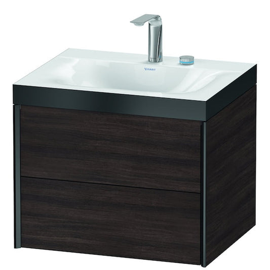 Duravit Xviu 24" x 20" x 19" Two Drawer C-Bonded Wall-Mount Vanity Kit With Two Tap Holes, Chestnut Dark (XV4614EB253P)