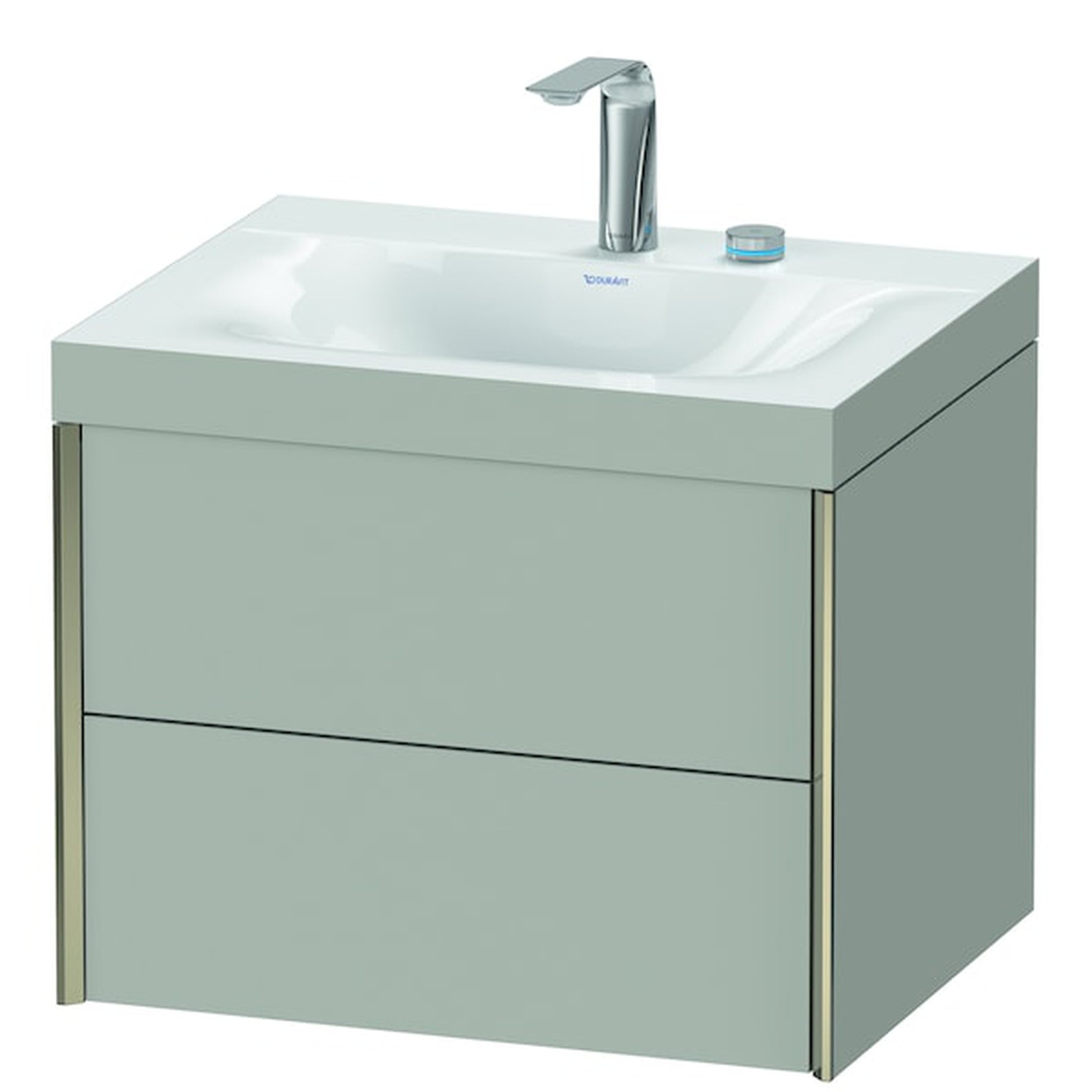Duravit Xviu 24" x 20" x 19" Two Drawer C-Bonded Wall-Mount Vanity Kit With Two Tap Holes, Concrete Gray (XV4614EB107C)