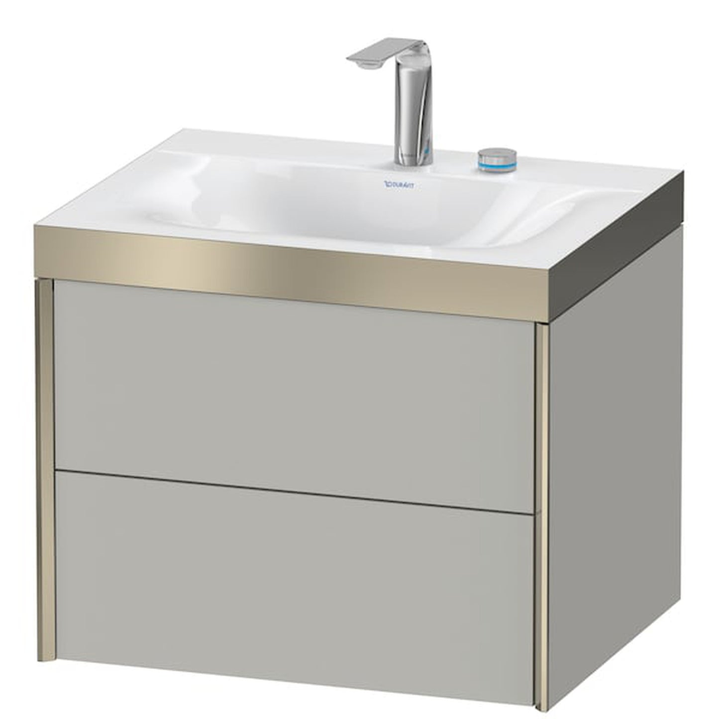 Duravit Xviu 24" x 20" x 19" Two Drawer C-Bonded Wall-Mount Vanity Kit With Two Tap Holes, Concrete Gray (XV4614EB107P)