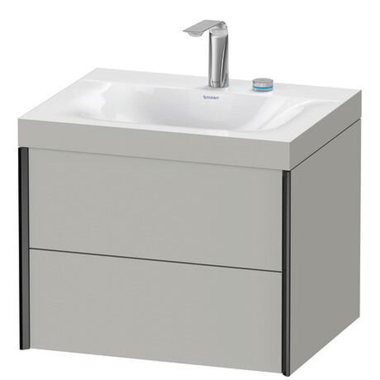Duravit Xviu 24" x 20" x 19" Two Drawer C-Bonded Wall-Mount Vanity Kit With Two Tap Holes, Concrete Gray (XV4614EB207C)