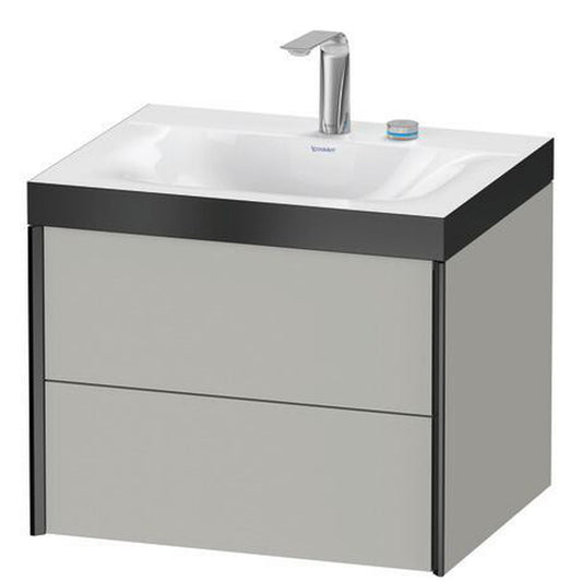 Duravit Xviu 24" x 20" x 19" Two Drawer C-Bonded Wall-Mount Vanity Kit With Two Tap Holes, Concrete Gray (XV4614EB207P)