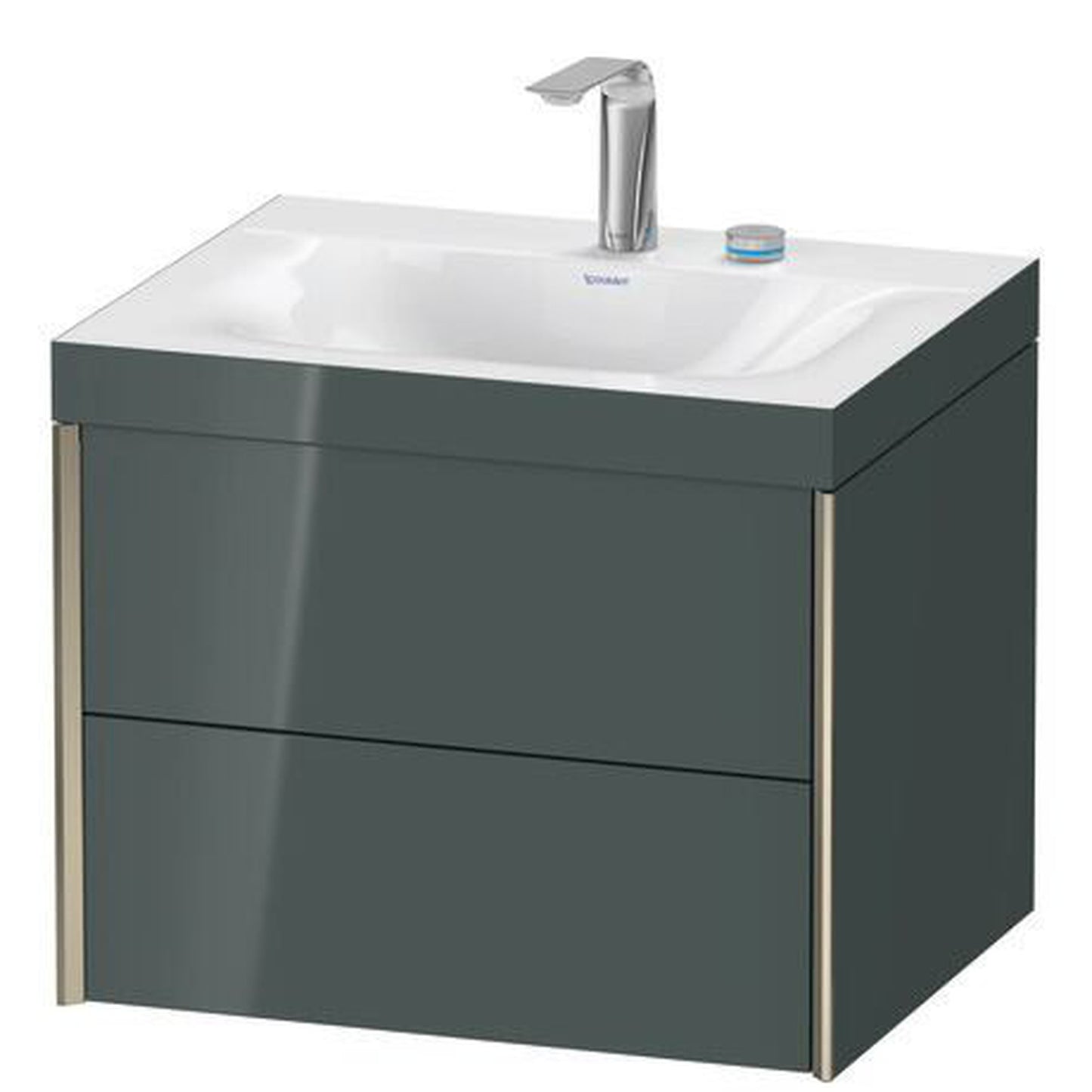 Duravit Xviu 24" x 20" x 19" Two Drawer C-Bonded Wall-Mount Vanity Kit With Two Tap Holes, Dolomite Gray (XV4614EB138C)