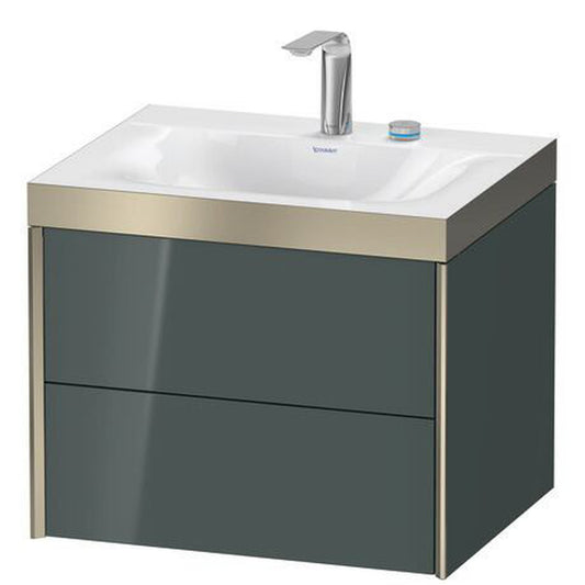 Duravit Xviu 24" x 20" x 19" Two Drawer C-Bonded Wall-Mount Vanity Kit With Two Tap Holes, Dolomite Gray (XV4614EB138P)