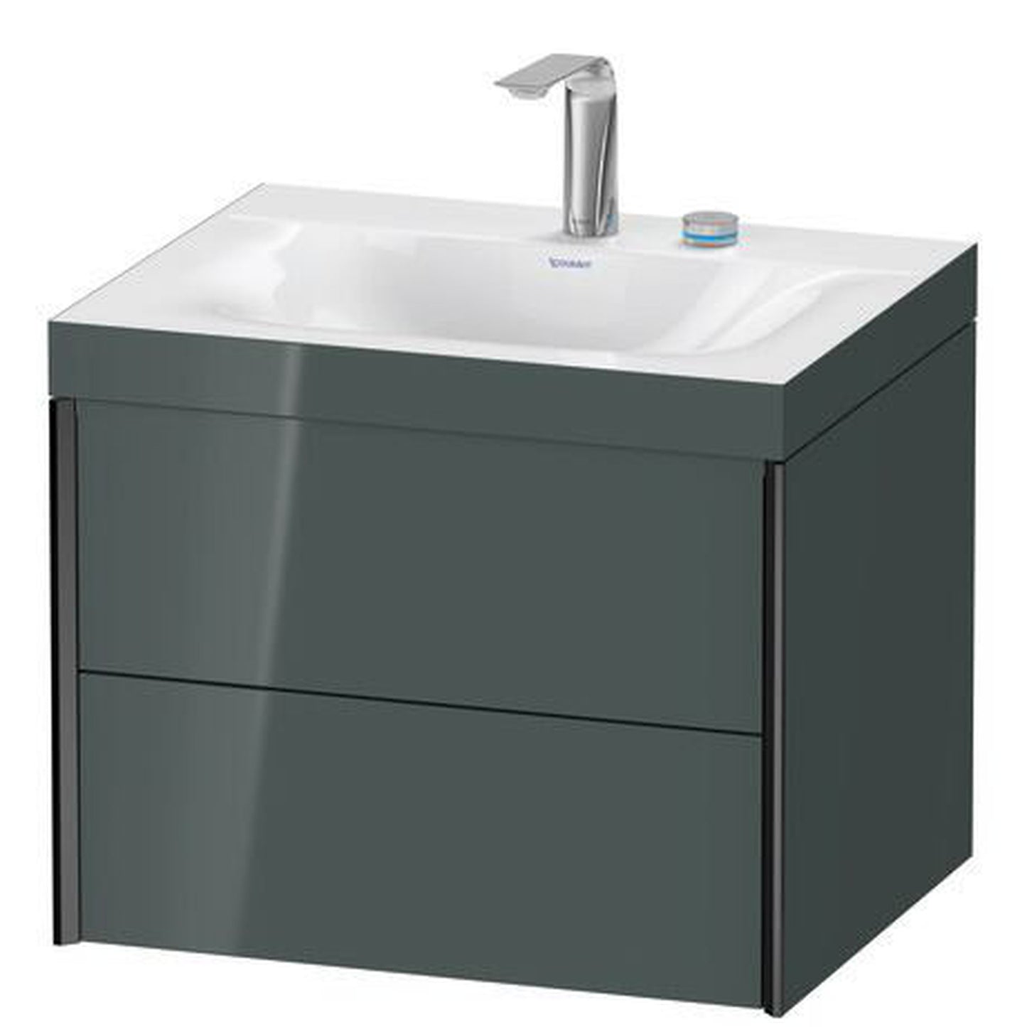 Duravit Xviu 24" x 20" x 19" Two Drawer C-Bonded Wall-Mount Vanity Kit With Two Tap Holes, Dolomite Gray (XV4614EB238C)
