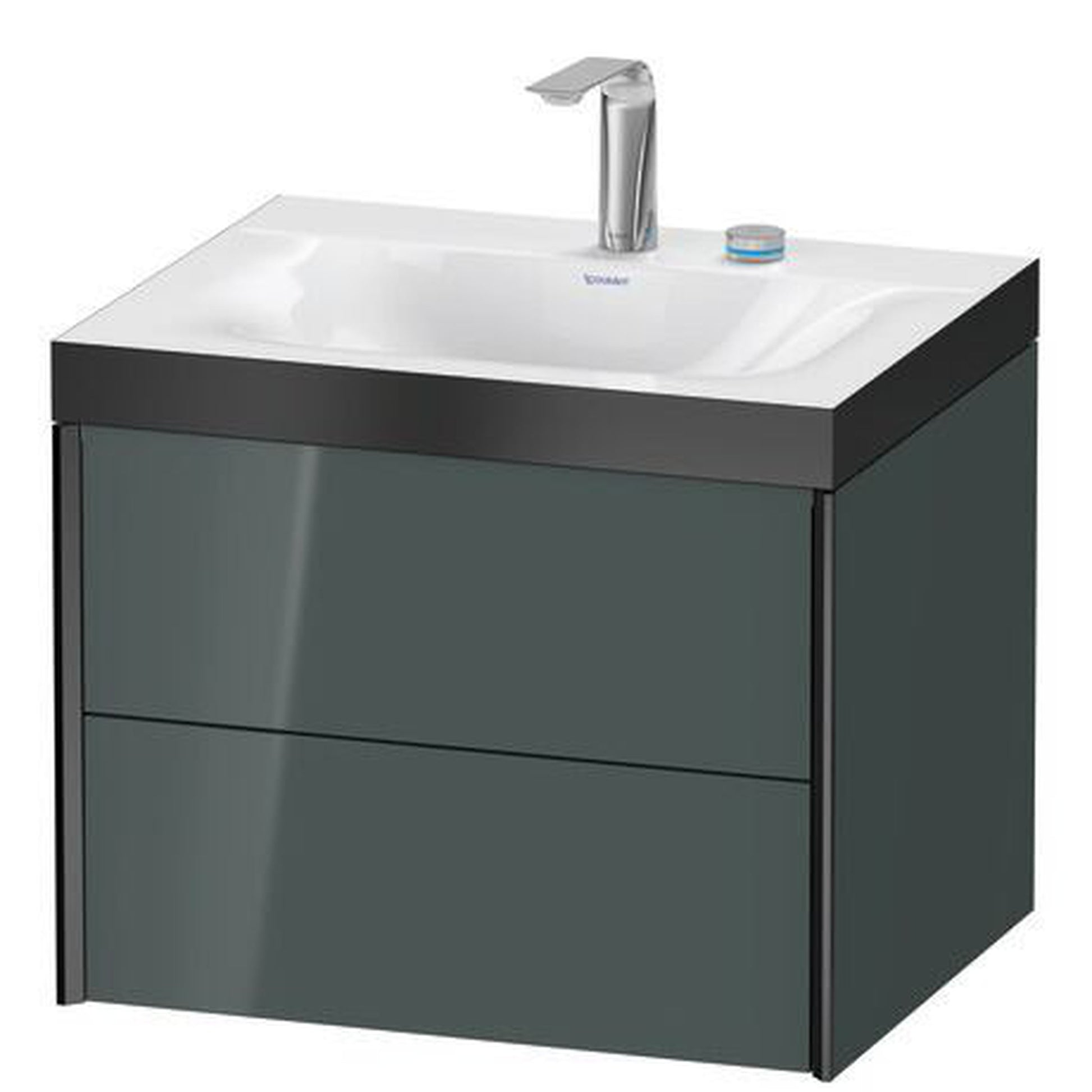 Duravit Xviu 24" x 20" x 19" Two Drawer C-Bonded Wall-Mount Vanity Kit With Two Tap Holes, Dolomite Gray (XV4614EB238P)