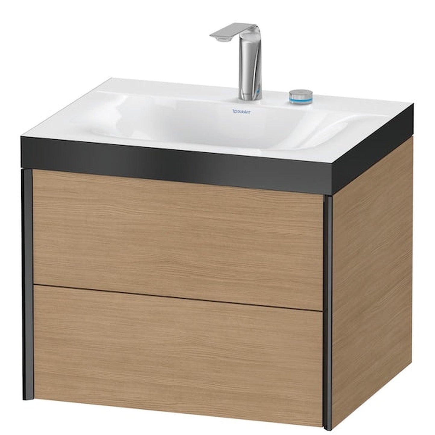 Duravit Xviu 24" x 20" x 19" Two Drawer C-Bonded Wall-Mount Vanity Kit With Two Tap Holes, European Oak (XV4614EB252P)