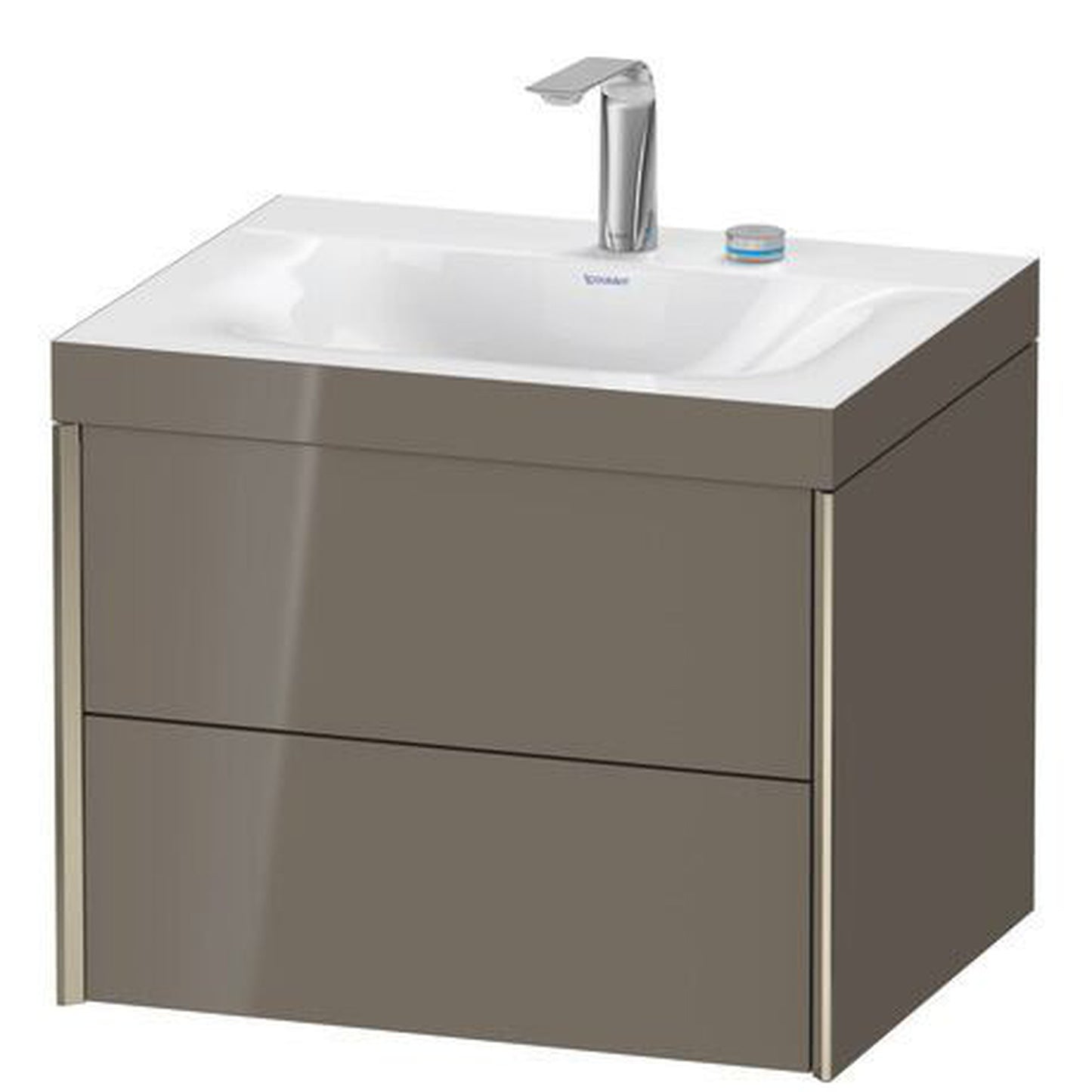Duravit Xviu 24" x 20" x 19" Two Drawer C-Bonded Wall-Mount Vanity Kit With Two Tap Holes, Flannel Gray (XV4614EB189C)