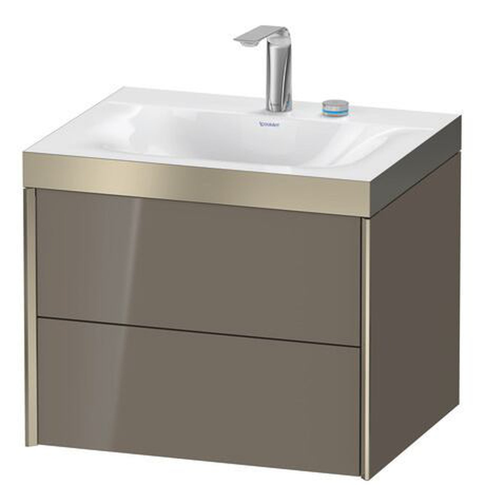 Duravit Xviu 24" x 20" x 19" Two Drawer C-Bonded Wall-Mount Vanity Kit With Two Tap Holes, Flannel Gray (XV4614EB189P)