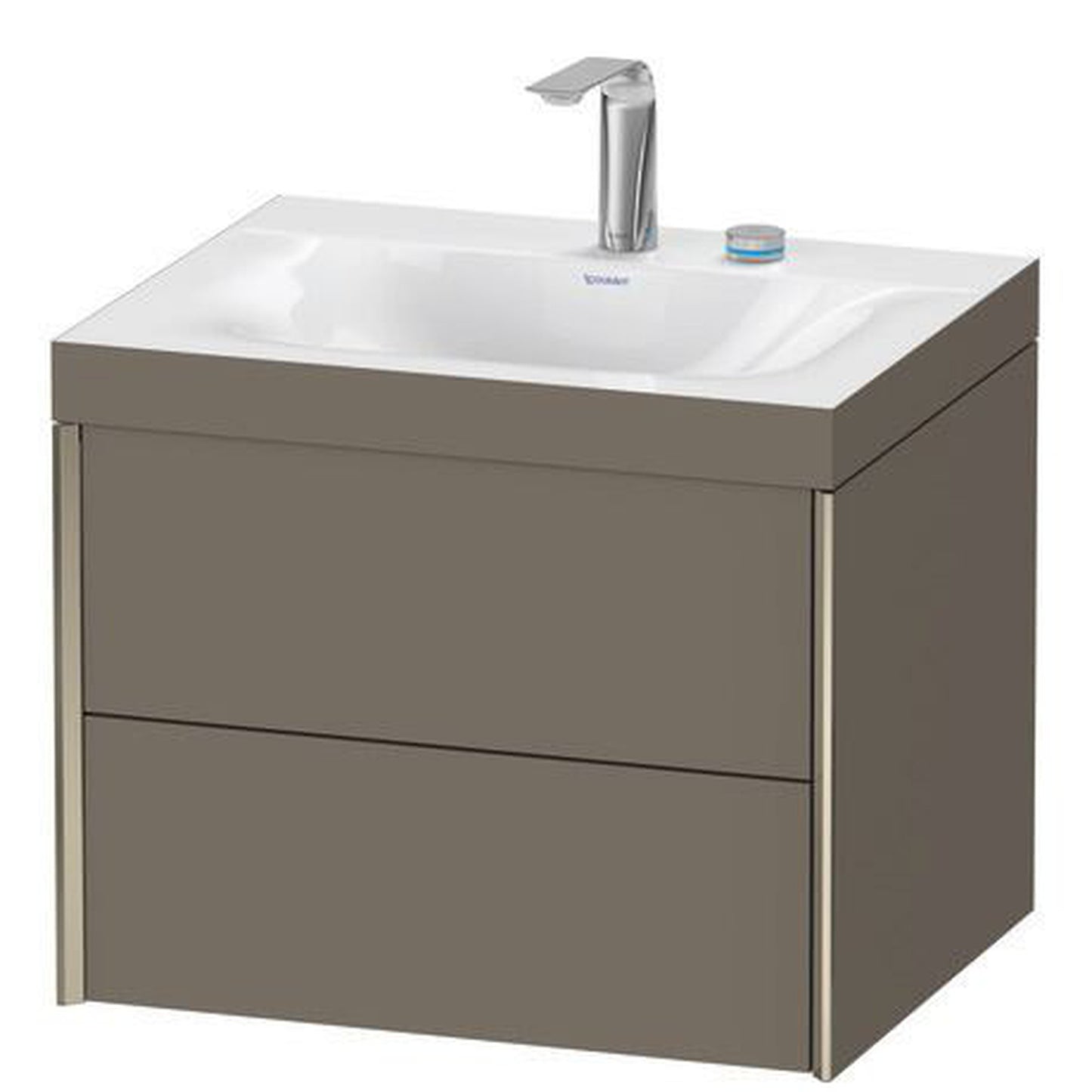 Duravit Xviu 24" x 20" x 19" Two Drawer C-Bonded Wall-Mount Vanity Kit With Two Tap Holes, Flannel Gray (XV4614EB190C)