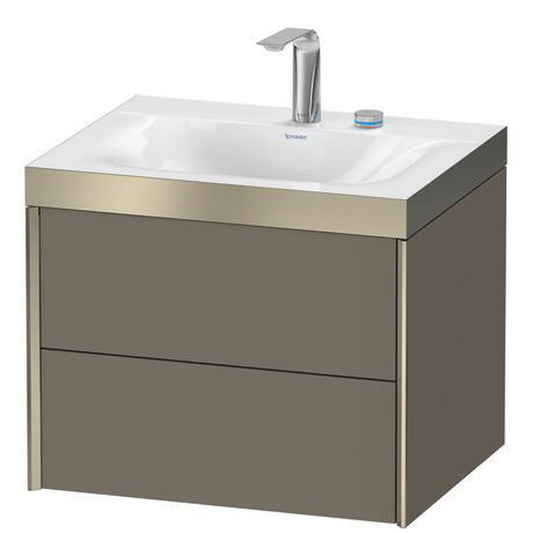 Duravit Xviu 24" x 20" x 19" Two Drawer C-Bonded Wall-Mount Vanity Kit With Two Tap Holes, Flannel Gray (XV4614EB190P)