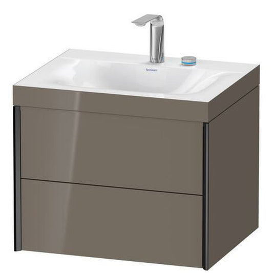 Duravit Xviu 24" x 20" x 19" Two Drawer C-Bonded Wall-Mount Vanity Kit With Two Tap Holes, Flannel Gray (XV4614EB289C)