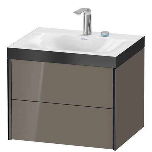 Duravit Xviu 24" x 20" x 19" Two Drawer C-Bonded Wall-Mount Vanity Kit With Two Tap Holes, Flannel Gray (XV4614EB289P)